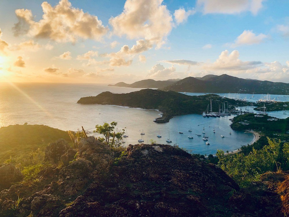 caribbean island sunset
